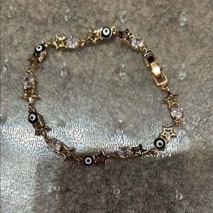 Gold Star and Evil Eye Bracelet